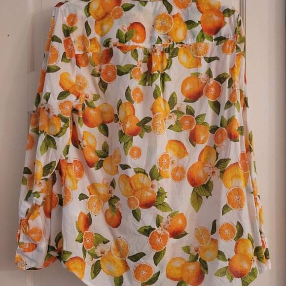 NWOT Talbots Oranges and Lemons button up shirt, Size X - Picture 5 of 5